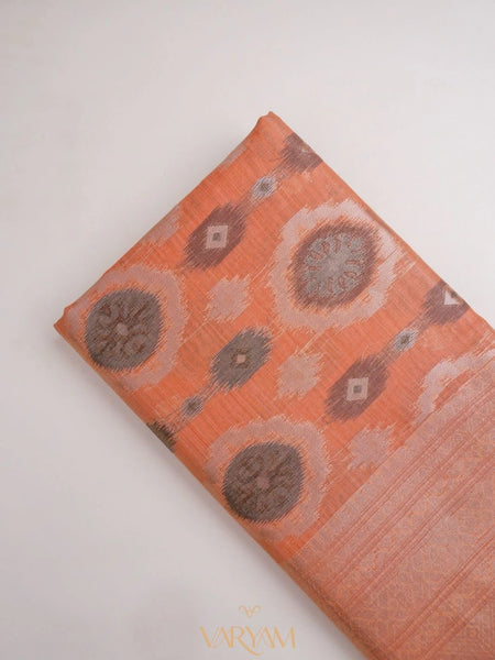 Ikkat Cotton Orange Saree
