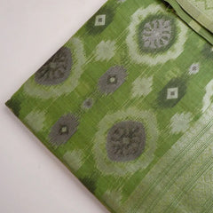 Ikkat Cotton Green Saree