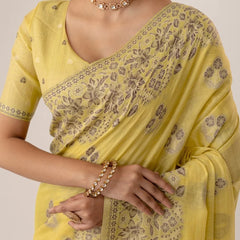 Sindoor Cotton Yellow Saree