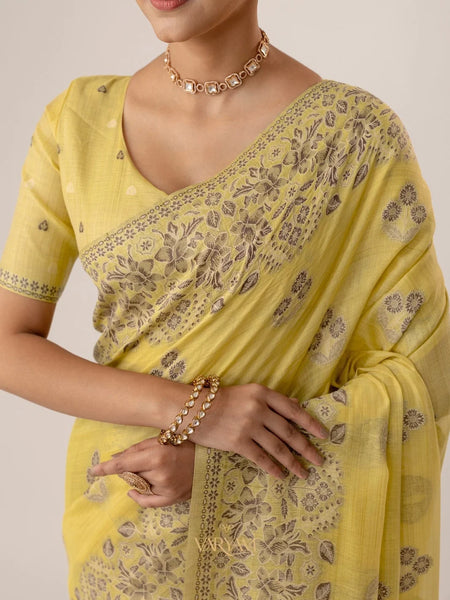 Sindoor Cotton Yellow Saree