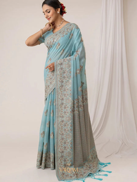 Sindoor Cotton Blue Saree
