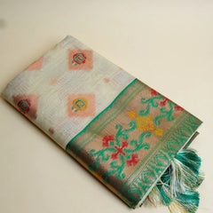 Kalista Linen Ice Green Saree