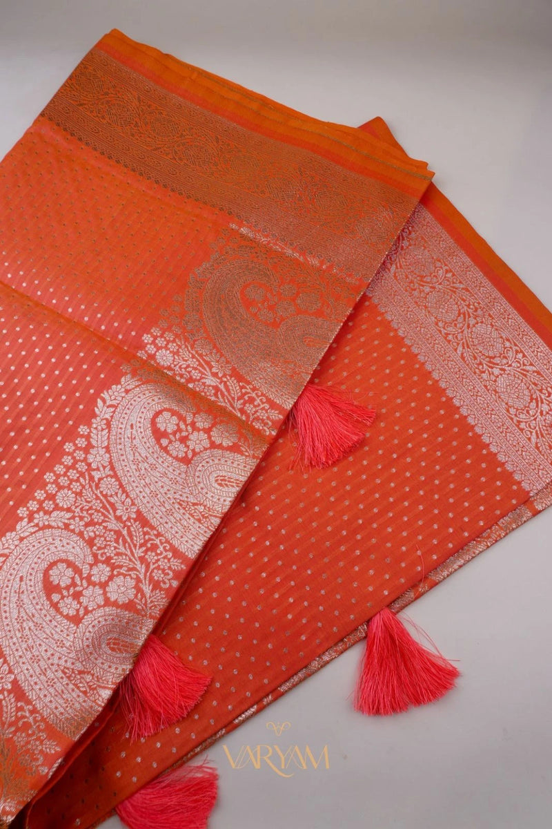 Zari Banarsi Silk Orange Saree