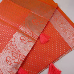 Zari Banarsi Silk Orange Saree