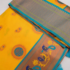 Satrangi Banarsi Yellow Soft Silk Zari Saree