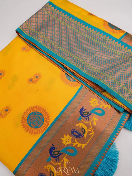 Satrangi Banarsi Yellow Soft Silk Zari Saree