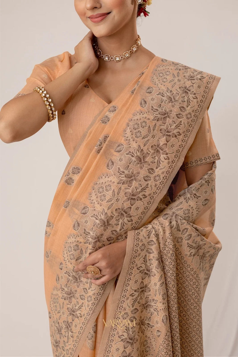 Sindoor Cotton Orange Saree