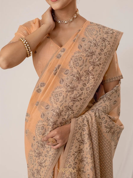 Sindoor Cotton Orange Saree