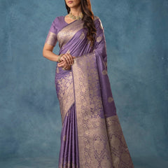 Strawberry Satin Silk Purple Saree