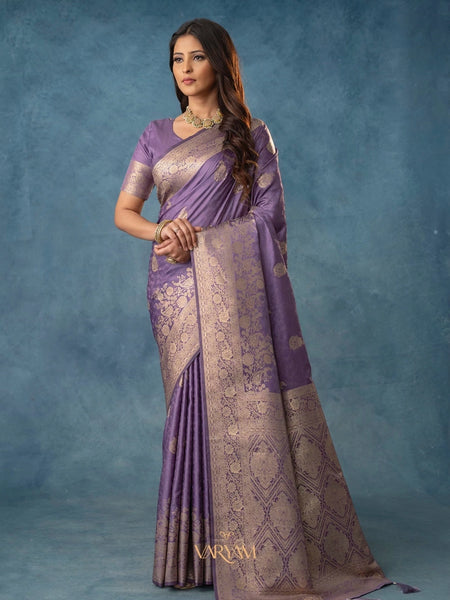 Strawberry Satin Silk Purple Saree
