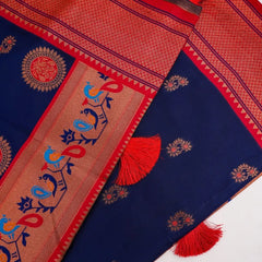 Satrangi Banarsi Dark Blue Soft Silk Zari Saree