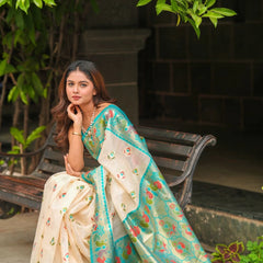 Kalista Linen Cream Saree