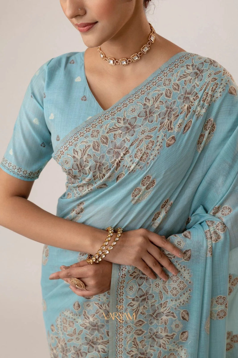 Sindoor Cotton Blue Saree
