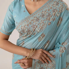 Sindoor Cotton Blue Saree