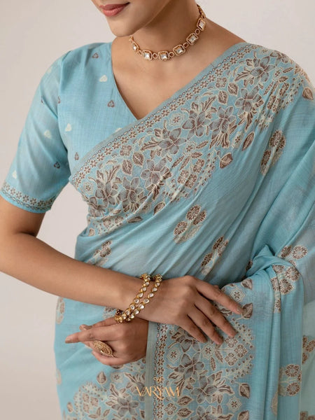Sindoor Cotton Blue Saree