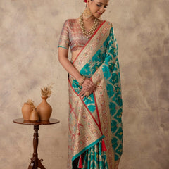 Gadwal Silk Teal Saree
