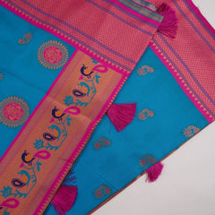 Satrangi Banarsi Blue Soft Silk Zari Saree