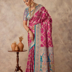 Gadwal Silk Pink Saree