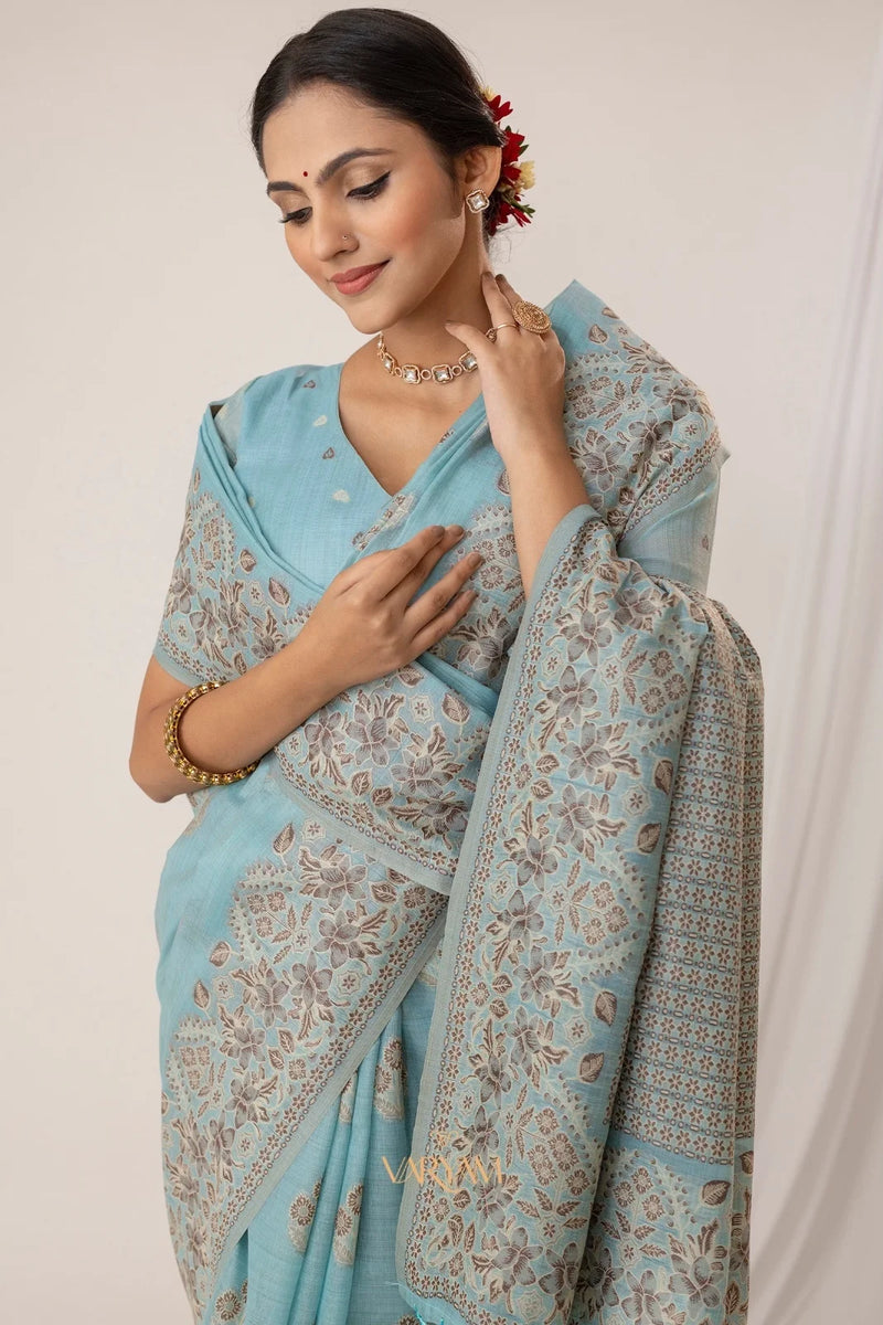 Sindoor Cotton Blue Saree