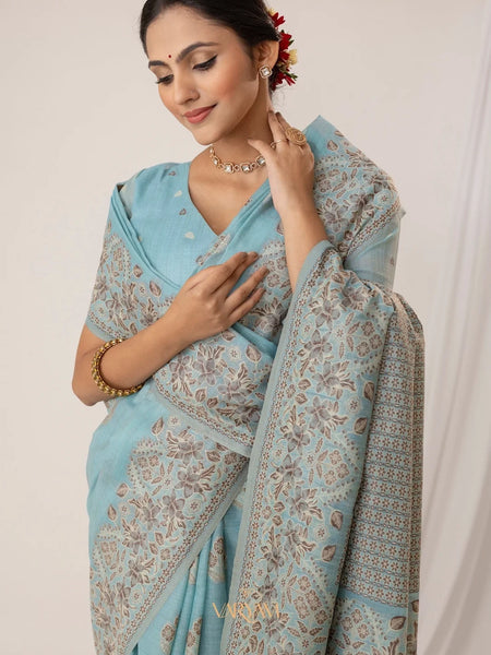 Sindoor Cotton Blue Saree