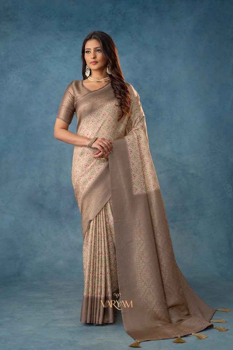 Solitaire Silk Brown Saree