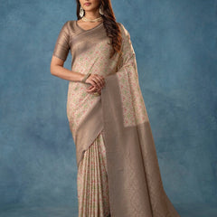 Solitaire Silk Brown Saree