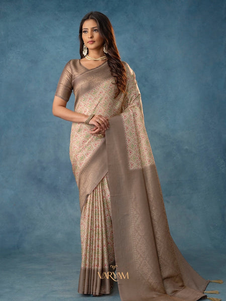 Solitaire Silk Brown Saree