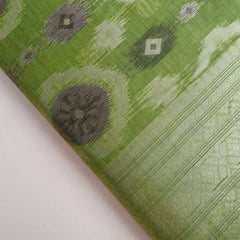 Ikkat Cotton Green Saree