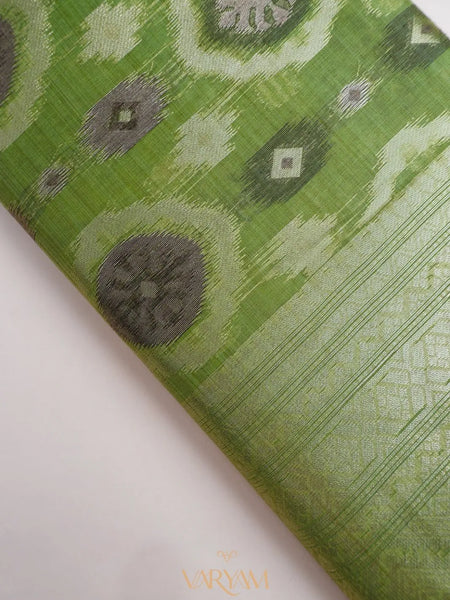 Ikkat Cotton Green Saree