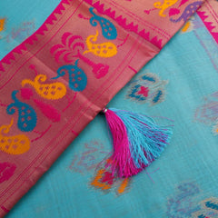 Kalista Linen Blue Saree