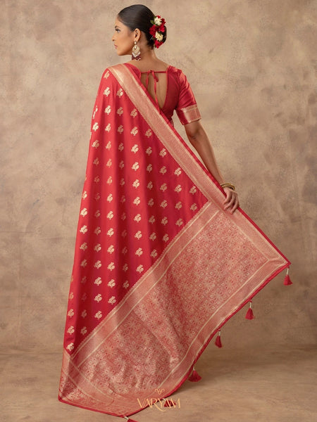 Zari Banarsi Silk Red Saree