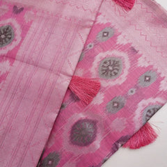 Ikkat Cotton Pink Saree
