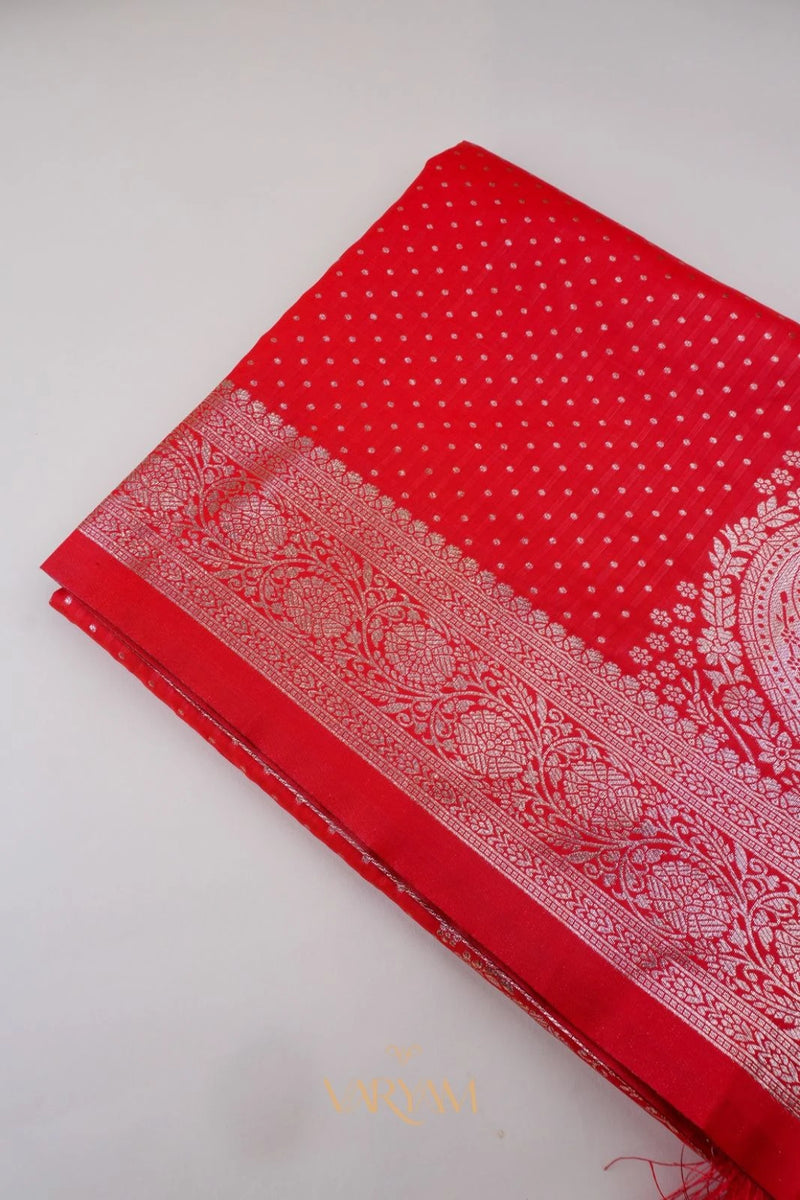 Zari Banarsi Silk Red Saree