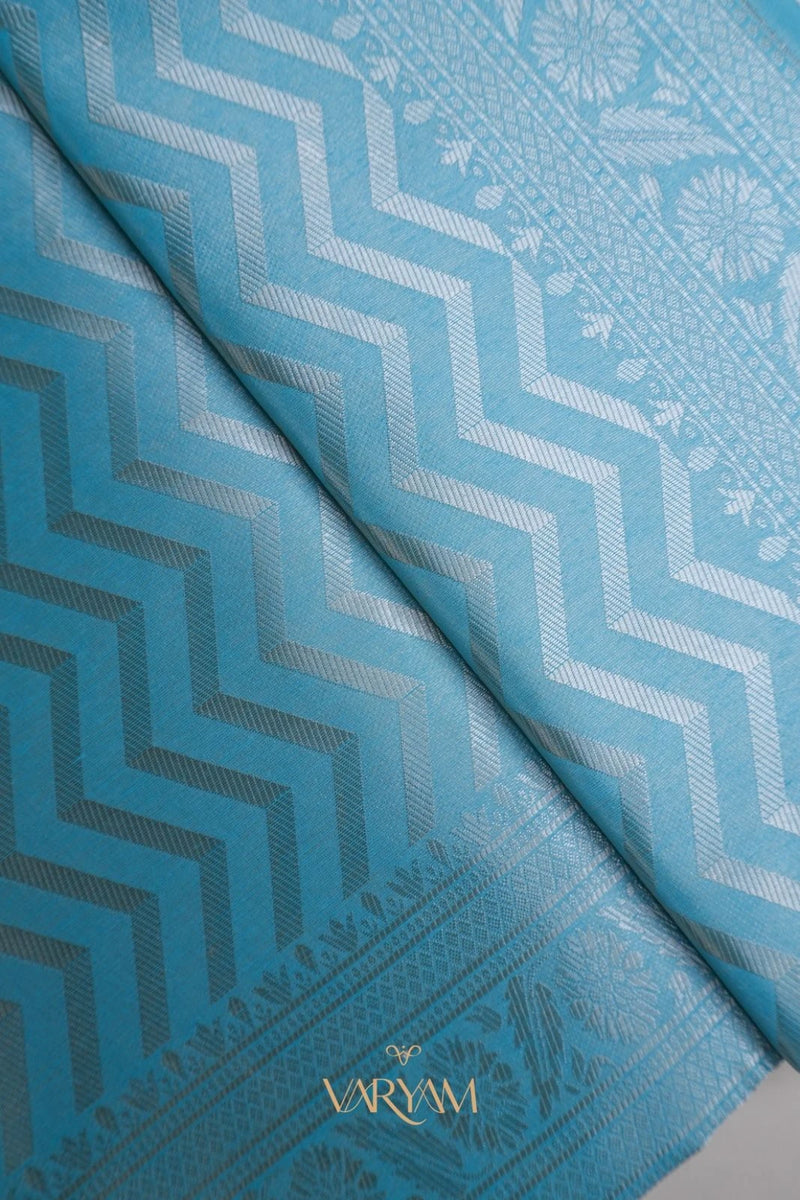 Leeche Cotton Blue Saree