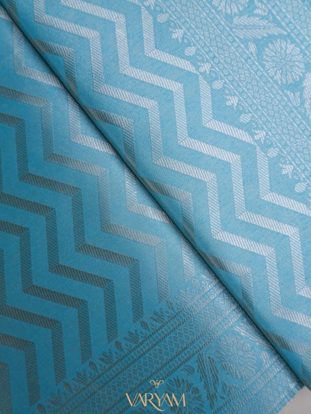 Leeche Cotton Blue Saree