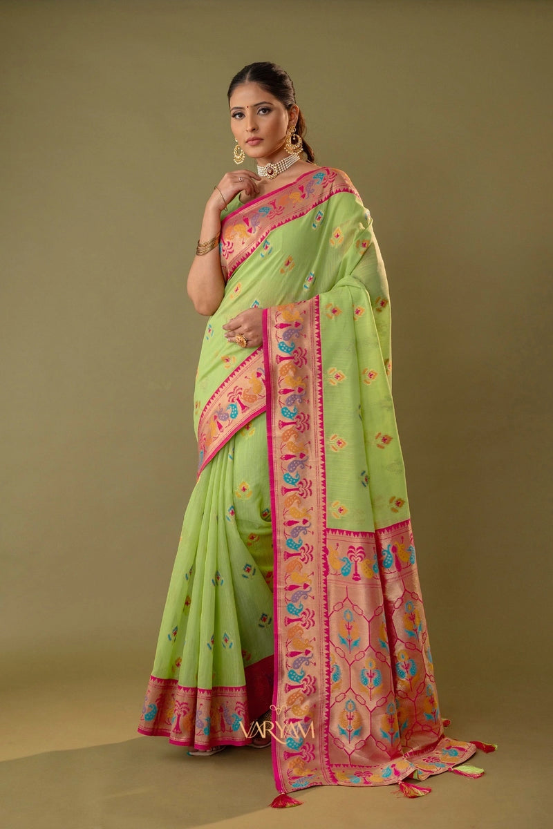 Kalista Linen Green Saree