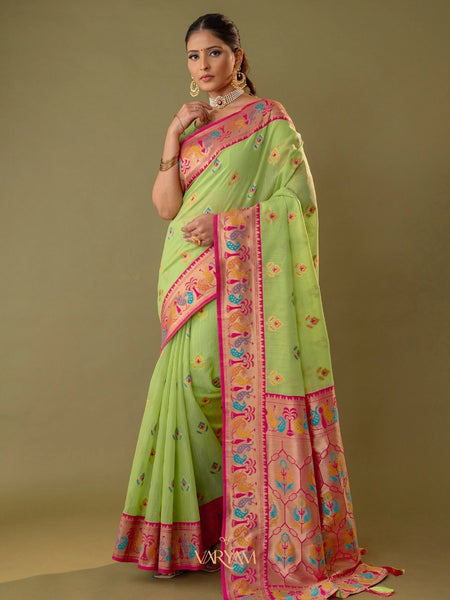 Kalista Linen Green Saree