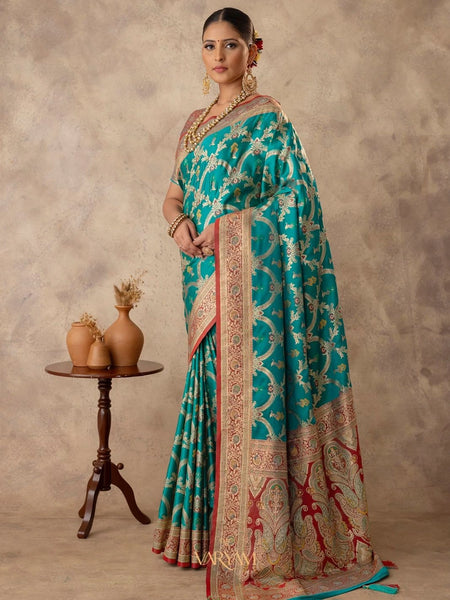 Gadwal Silk Teal Saree