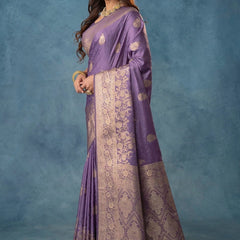 Strawberry Satin Silk Purple Saree