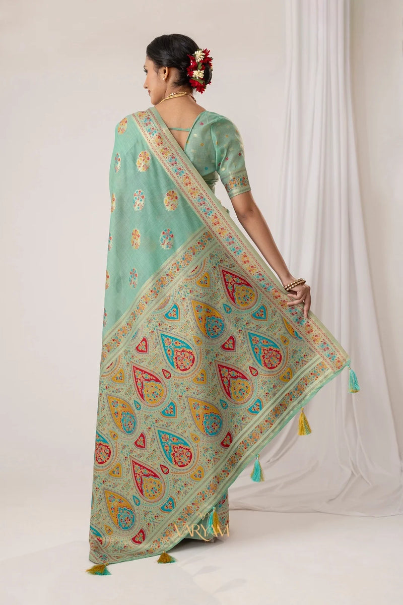 Mandira Cotton Mint Saree