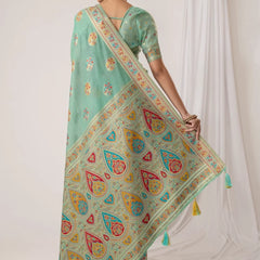 Mandira Cotton Mint Saree