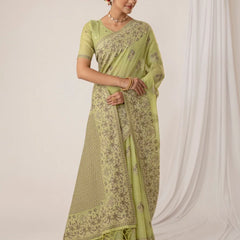 Sindoor Cotton Green Saree