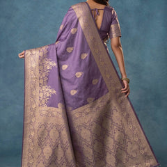 Strawberry Satin Silk Purple Saree