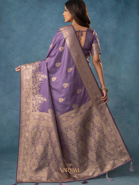 Strawberry Satin Silk Purple Saree