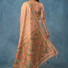 Meenakari Cotton Peach Saree