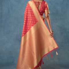Fiona Silk Coral Red Saree