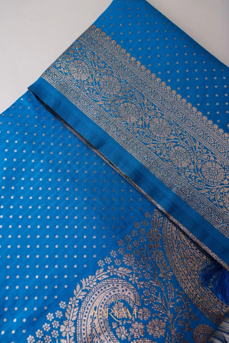Zari Banarsi Silk Dark Blue Saree