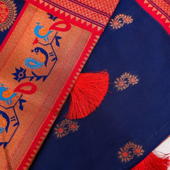 Satrangi Banarsi Dark Blue Soft Silk Zari Saree