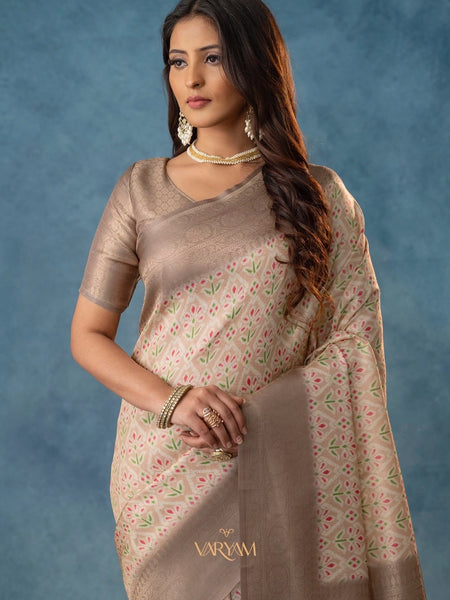 Solitaire Silk Brown Saree