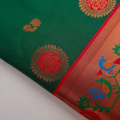 Satrangi Banarsi Green Soft Silk Zari Saree